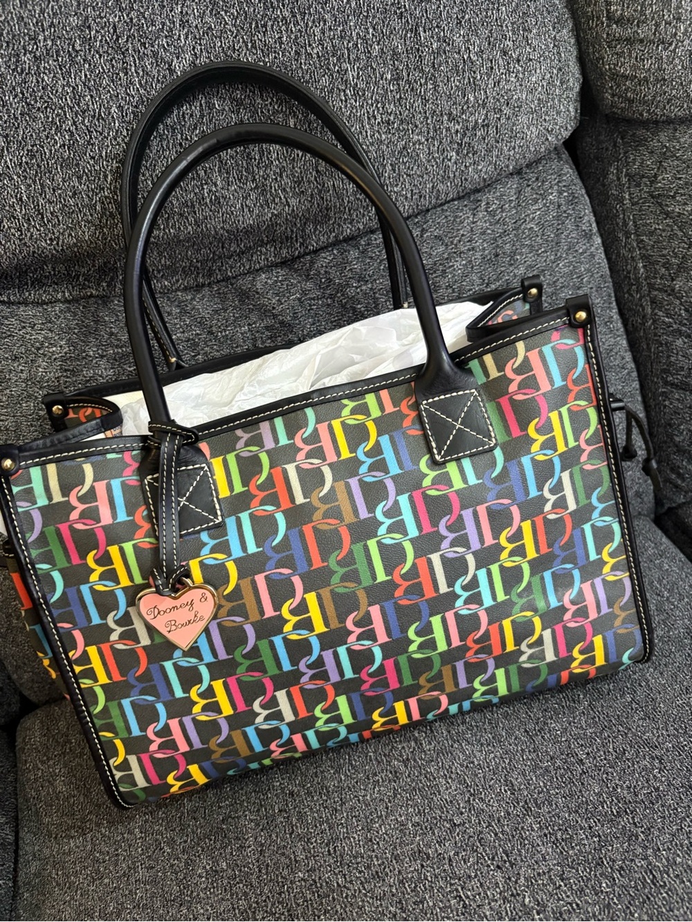 Dooney & Bourke Black Multicolor Signature Tote Bag